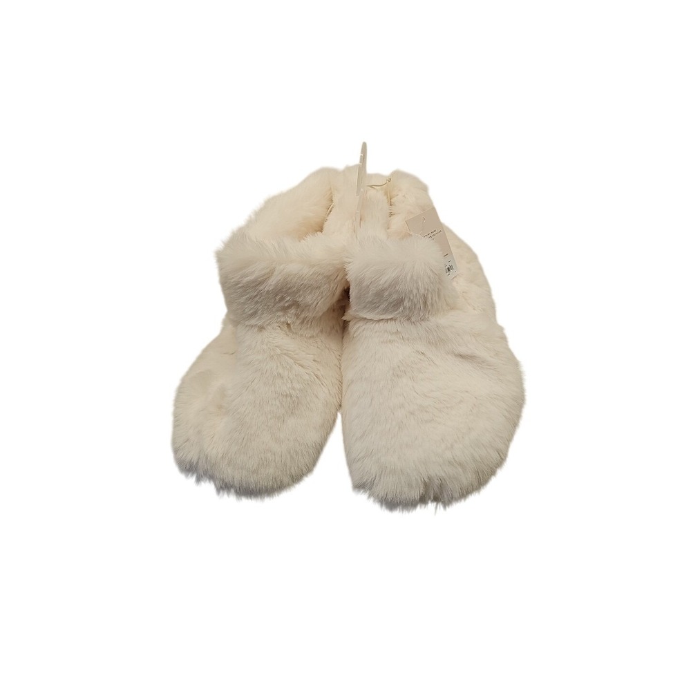 LAUREN CONRAD-PINK-SOLID-FAUX FUR- BOOT SLIPPERS WHITE SIZE L 8-9 -NEW